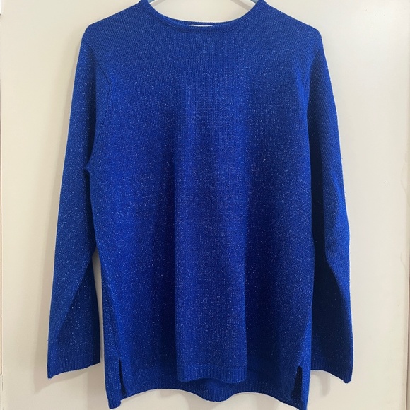 Womens Holiday Metallic Knit Tunic Sweater Size L Modest Top New Years Career - Picture 1 of 6